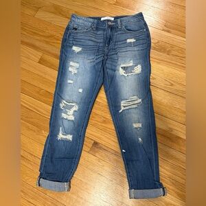 Rancan light washed cropped ripped jeans